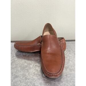 Mens Loafers Ecco Brown Leather Slip‎ On Comfort Shoes Size EUR 45 US 11 Medium